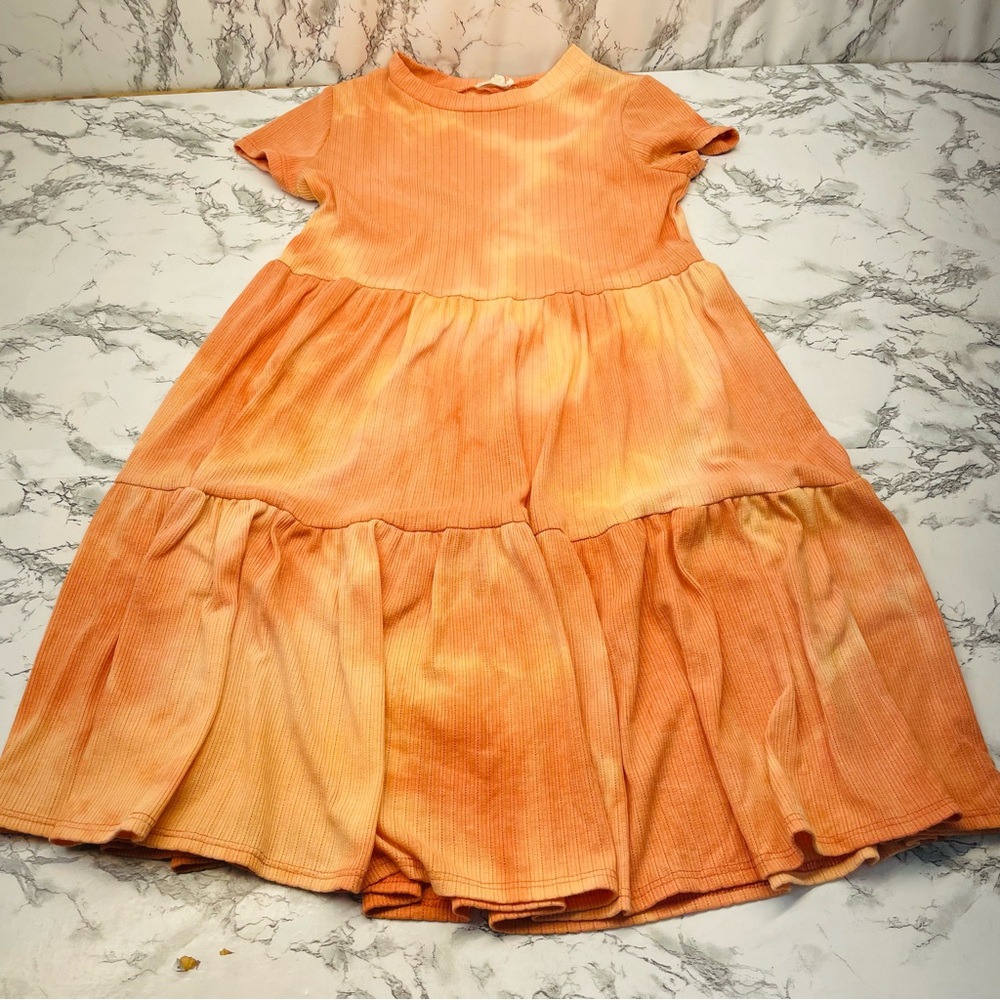 See You Monday Orange Ruffled Tiered Mini Dress Size Small - Picture 8 of 14